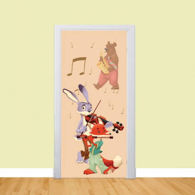 Αυτοκόλλητο πόρτας με Ζωάκια που παίζουν μουσική